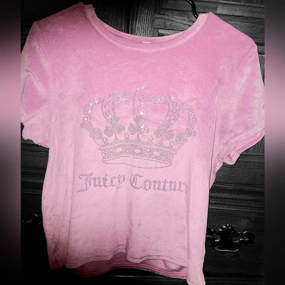 Juicy Couture Pink Rhinestones Crown Tee 💎🩷